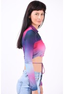 Women Blouse Vero Moda Vmkarenrasmine Crop Luchsia/Navy Blazer